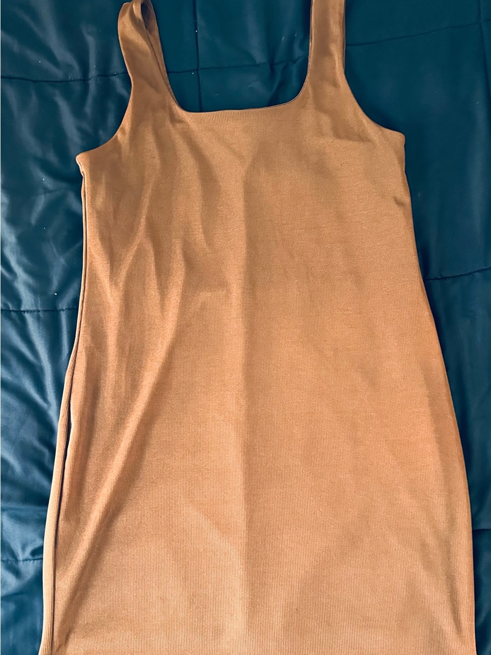 a new day Camel Square-Neck Ribbed Tank Dress